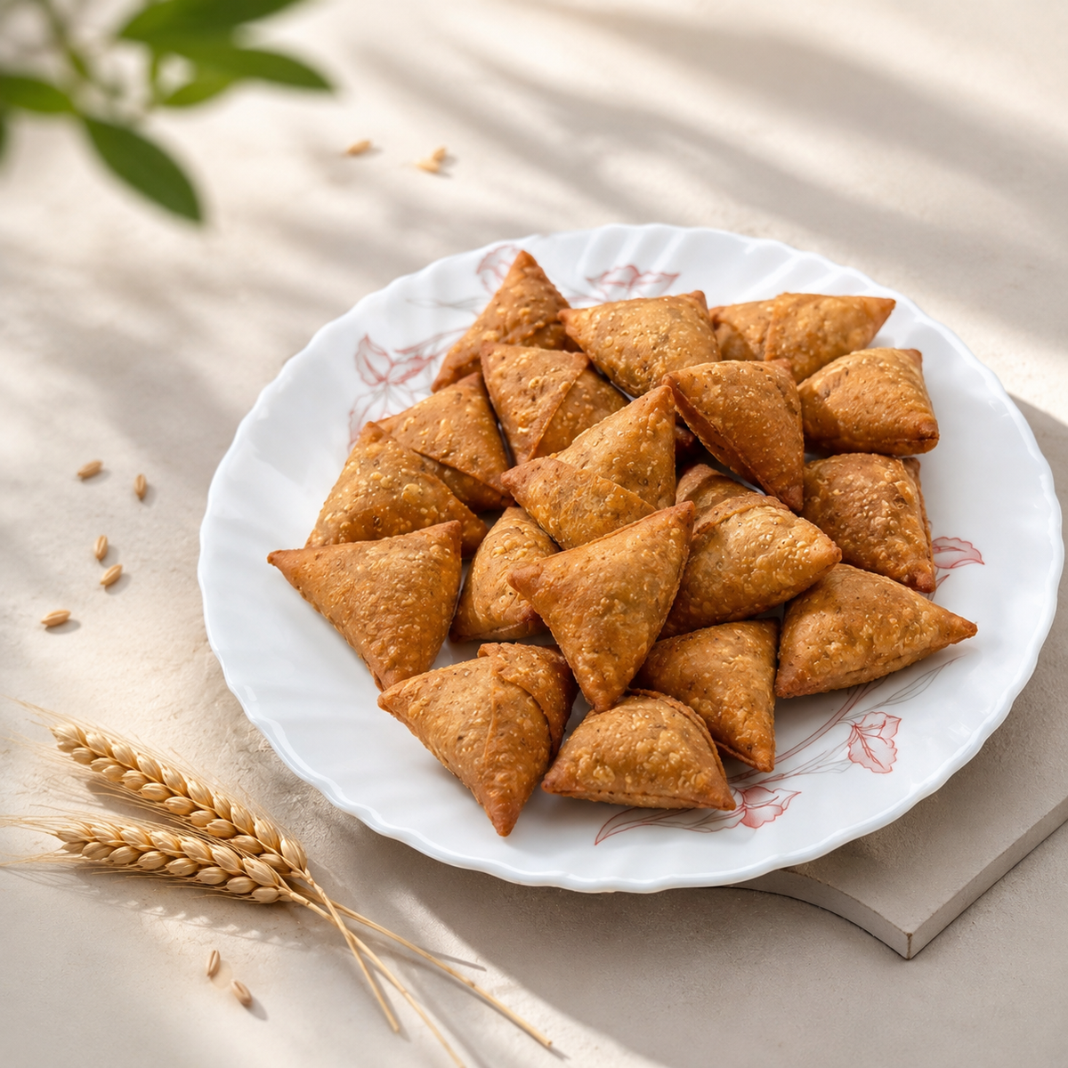 VERU Foods whole wheat mini samosa bites – crispy golden fried Indian snack made with whole wheat flour