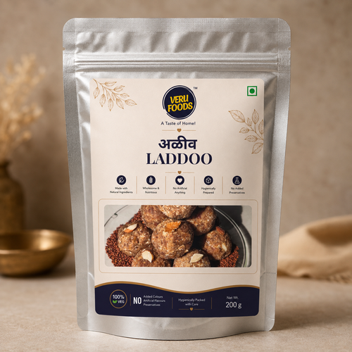Veru Foods Aliv Laddoo 200g pack made with natural ingredients and almonds